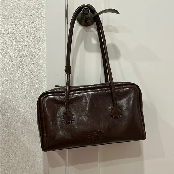 Marge Sherwood Brown Mocha Leather Boston Handbag - Picture 1 of 7